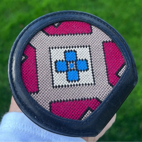 Vintage Hand Mirror with a Traditional Bulgarian Shevitsa Needlepoint design - Picture 5 of 5